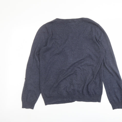 Debenhams Womens Blue Round Neck Cotton Cardigan Jumper Size 12