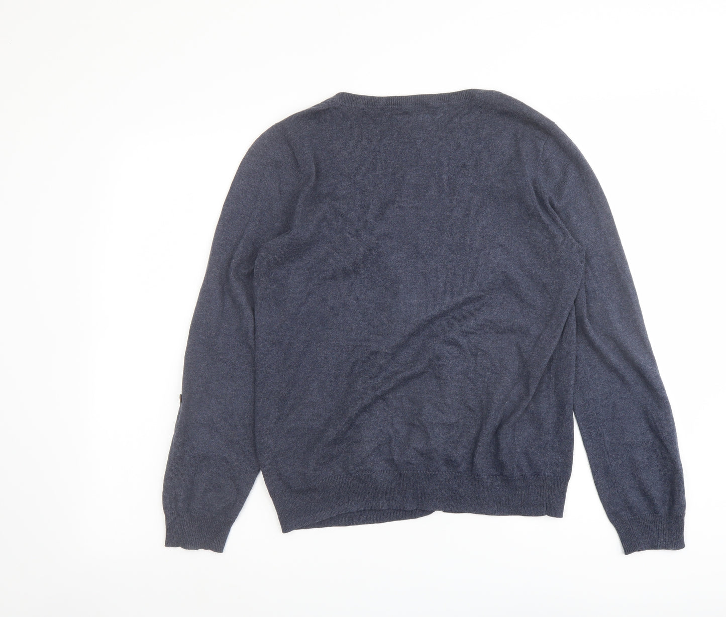 Debenhams Womens Blue Round Neck Cotton Cardigan Jumper Size 12