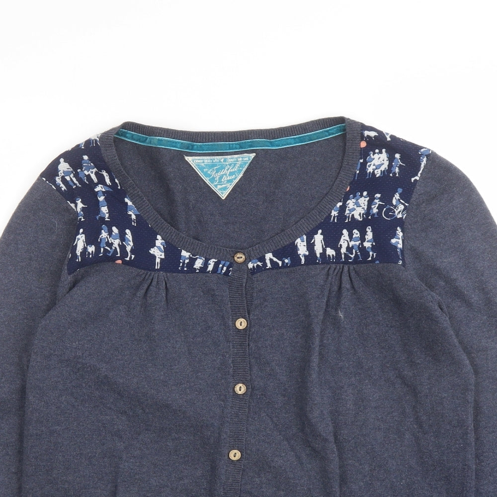 Debenhams Womens Blue Round Neck Cotton Cardigan Jumper Size 12