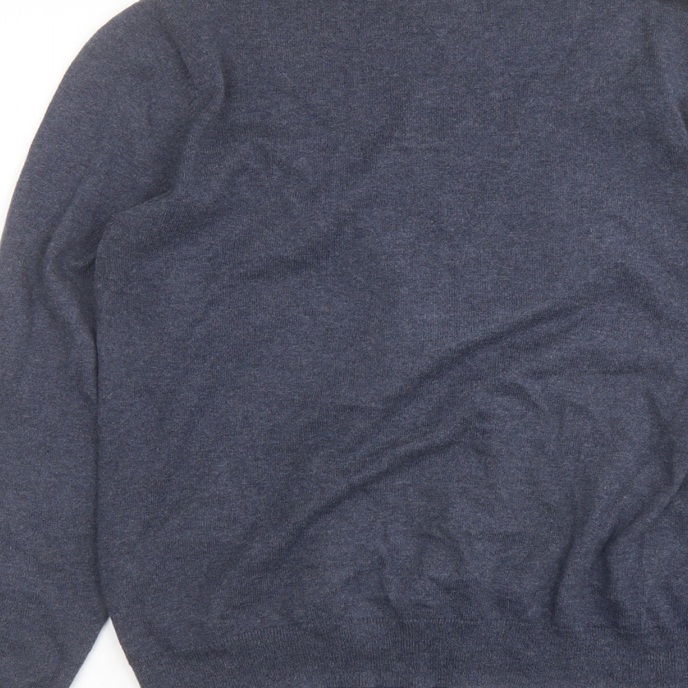 Debenhams Womens Blue Round Neck Cotton Cardigan Jumper Size 12