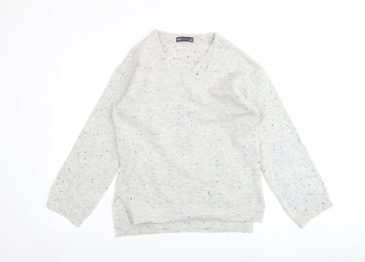 Marks and Spencer Womens Grey V-Neck Acrylic Pullover Jumper Size XS