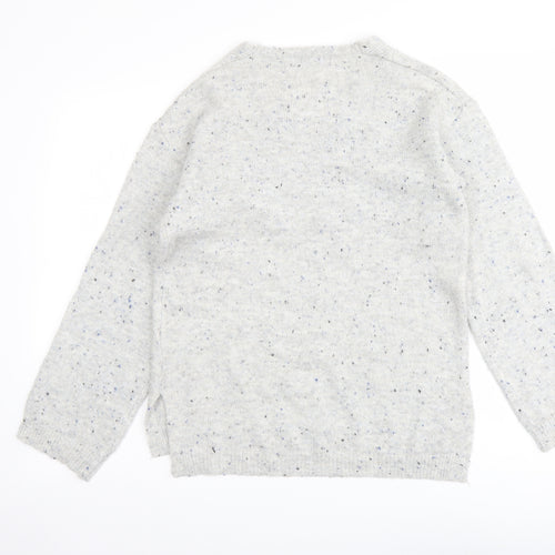 Marks and Spencer Womens Grey V-Neck Acrylic Pullover Jumper Size XS