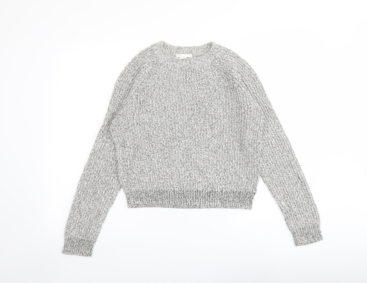 H&M Womens Grey Round Neck Cotton Pullover Jumper Size S