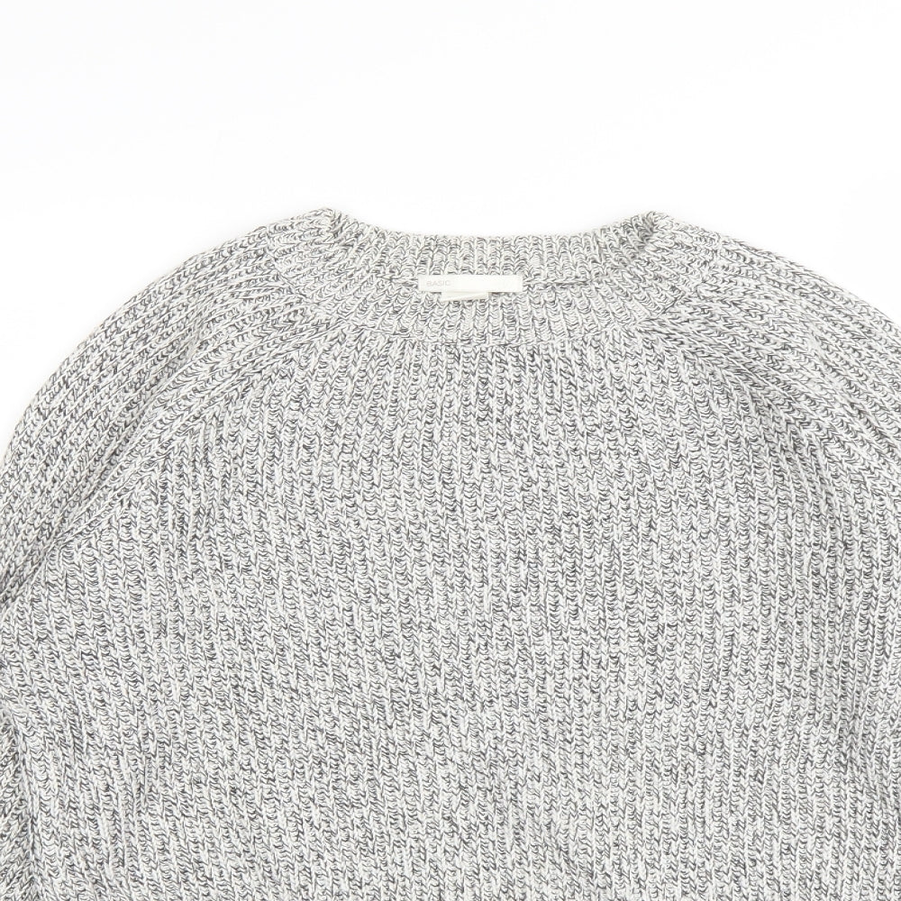 H&M Womens Grey Round Neck Cotton Pullover Jumper Size S