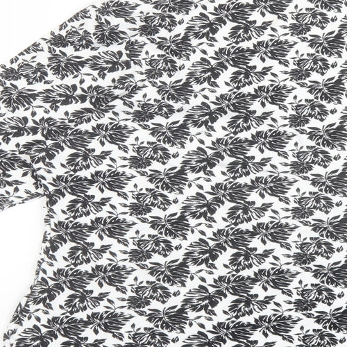 Marks and Spencer Womens Black Geometric Cotton Basic Blouse Size 16 Round Neck