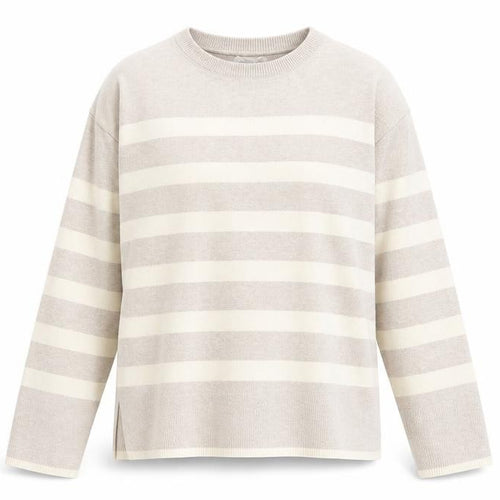 Mango Girls Beige Round Neck Striped Acrylic Pullover Jumper Size 9-10 Years Pullover