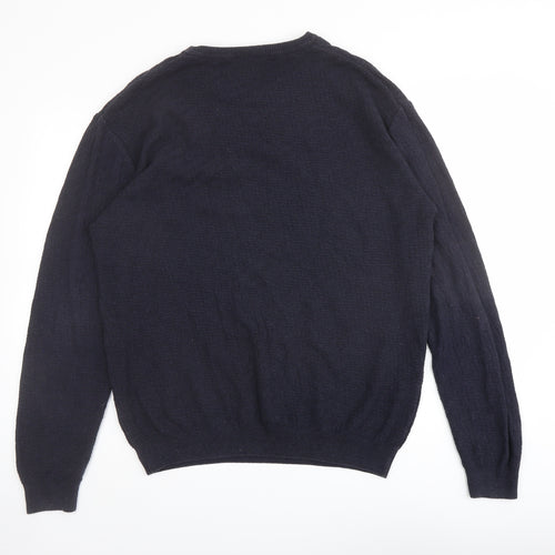 Very Mens Blue Round Neck Geometric Cotton Pullover Jumper Size M Long Sleeve