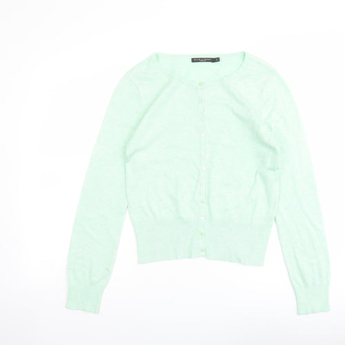 Ana Capri Womens Green Round Neck Viscose Cardigan Jumper Size S
