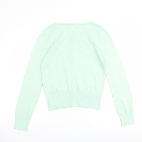 Ana Capri Womens Green Round Neck Viscose Cardigan Jumper Size S