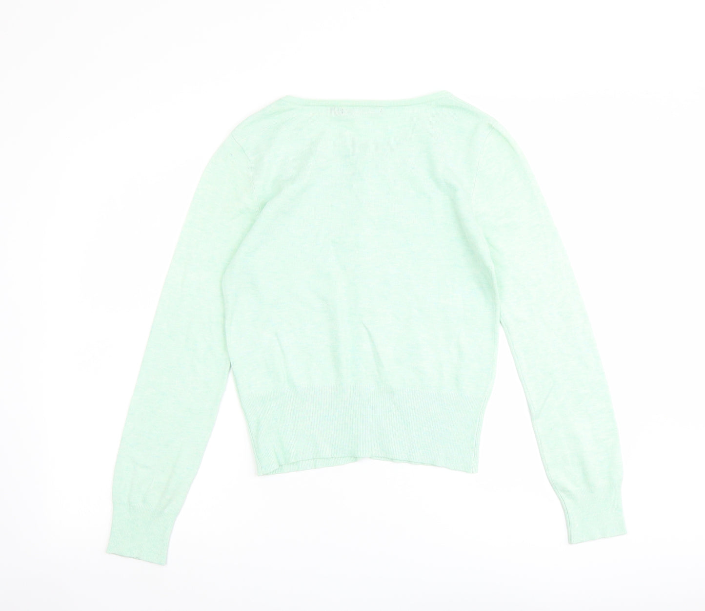 Ana Capri Womens Green Round Neck Viscose Cardigan Jumper Size S