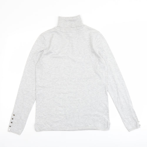 M&Co Womens Grey Roll Neck Viscose Pullover Jumper Size 10