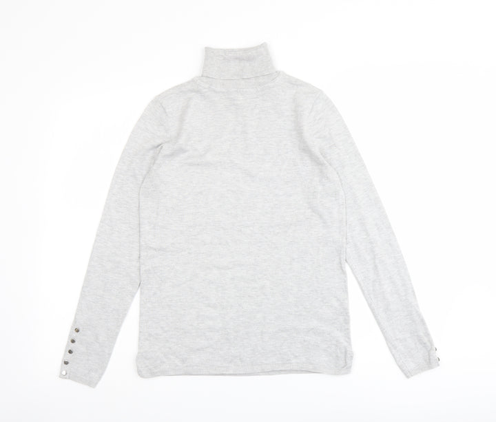 M&Co Womens Grey Roll Neck Viscose Pullover Jumper Size 10