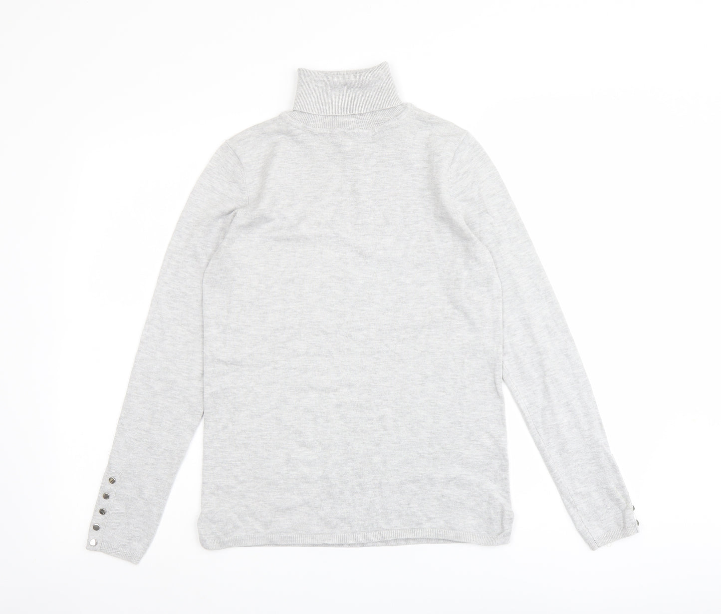 M&Co Womens Grey Roll Neck Viscose Pullover Jumper Size 10