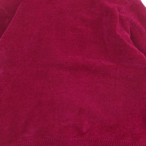 Reflect Womens Purple Round Neck Acrylic Cardigan Jumper Size L - Flower detail