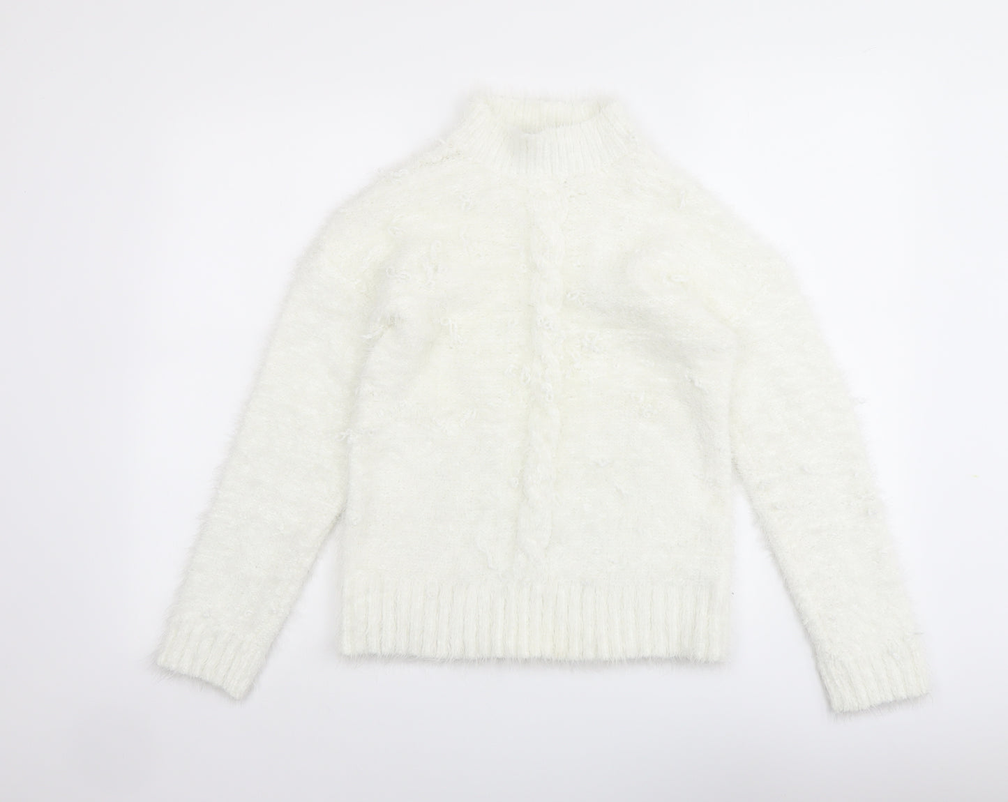 Select Womens Ivory Mock Neck Polyester Pullover Jumper Size L