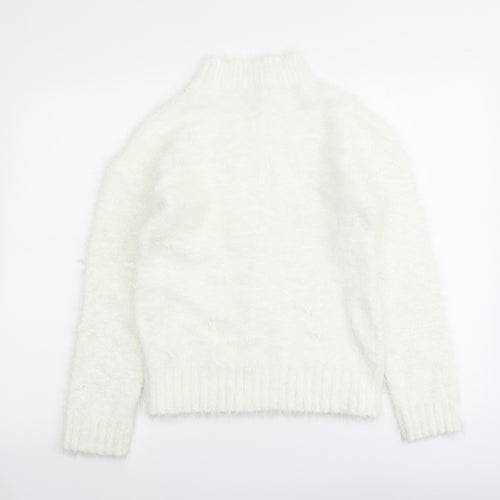 Select Womens Ivory Mock Neck Polyester Pullover Jumper Size L