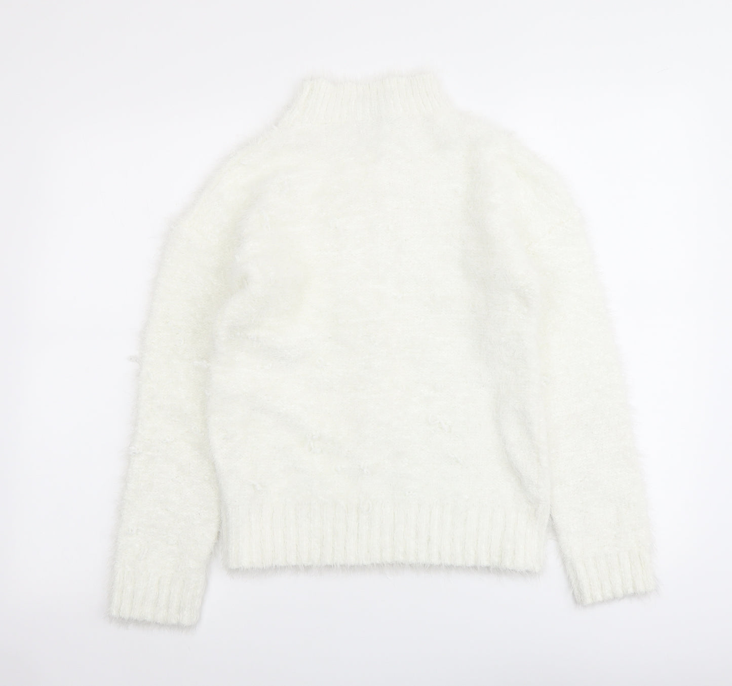 Select Womens Ivory Mock Neck Polyester Pullover Jumper Size L
