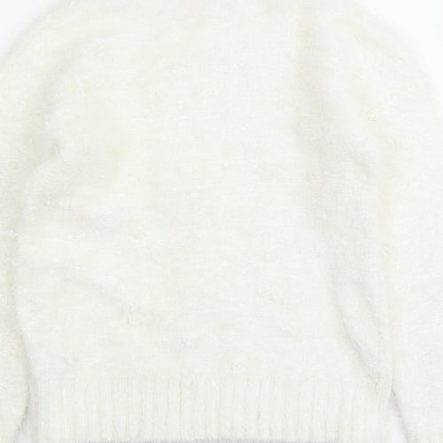 Select Womens Ivory Mock Neck Polyester Pullover Jumper Size L