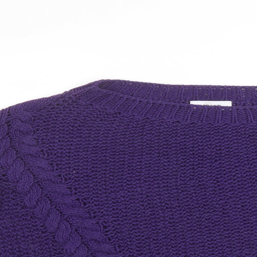 Isabella D. Womens Purple Boat Neck Acrylic Pullover Jumper Size S