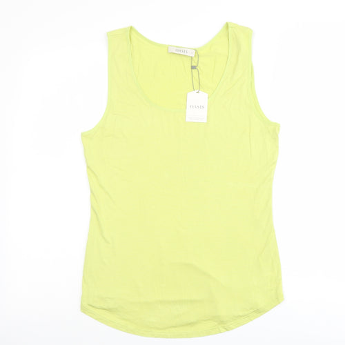 Oasis Womens Green Viscose Basic Tank Size M Scoop Neck