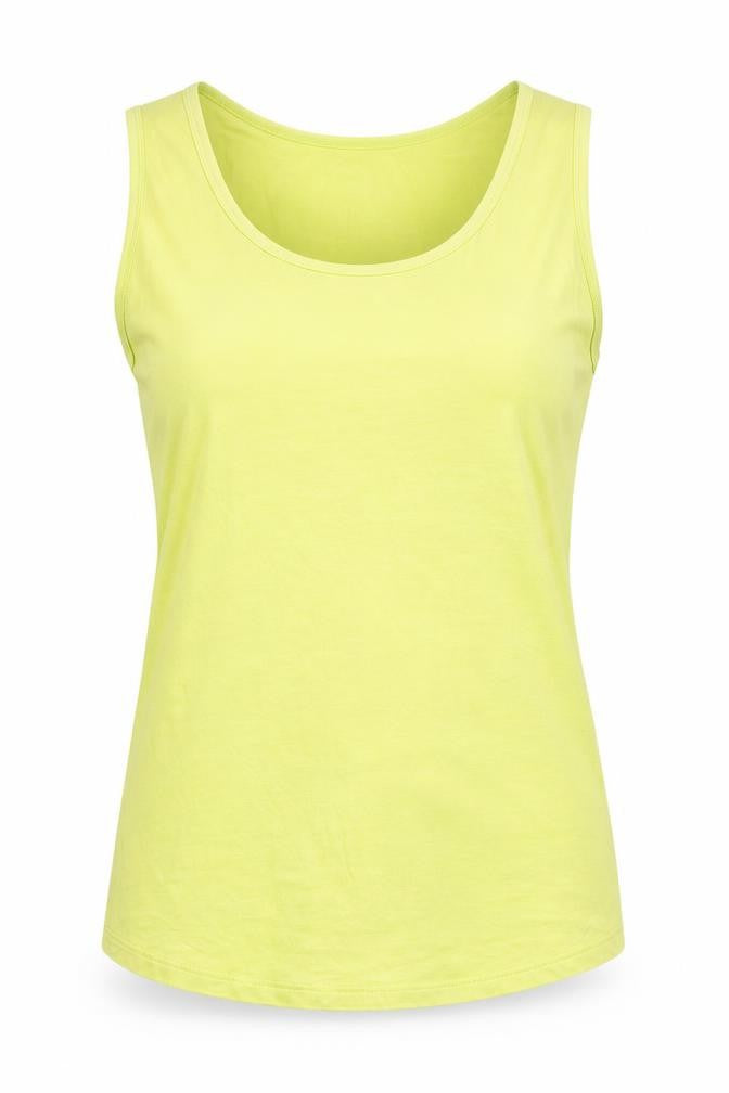 Front view of Oasis women’s green viscose basic tank, size M, scoop neck
