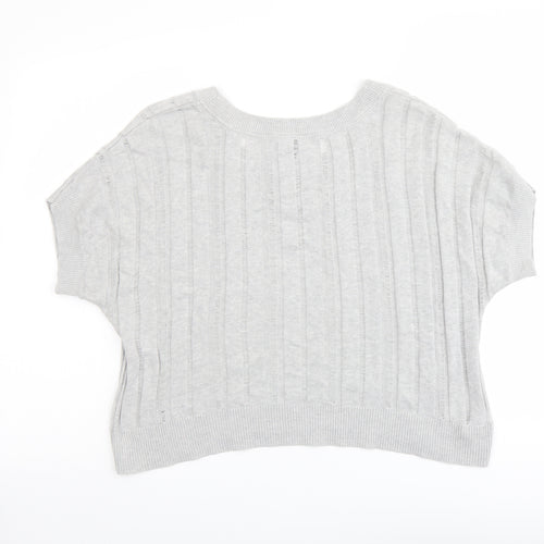 Woolworths Womens Grey Round Neck Cotton Pullover Jumper Size L