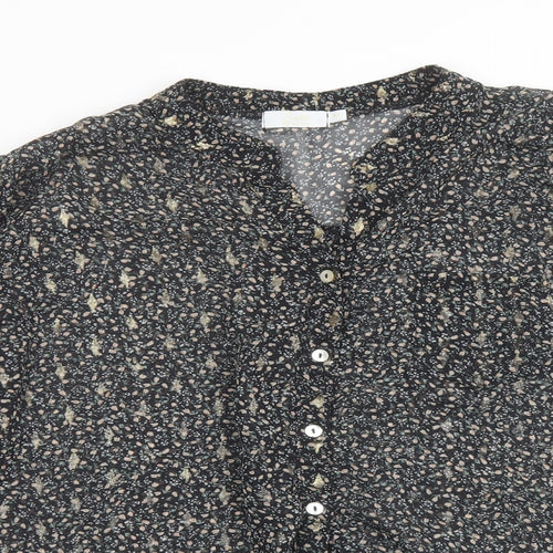 Sarta Womens Black Geometric Polyester Basic Button-Up Size M V-Neck