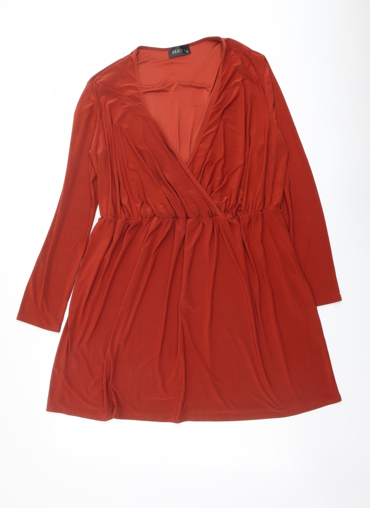 Club L Womens Red Polyester Skater Dress Size 22 V-Neck Pullover