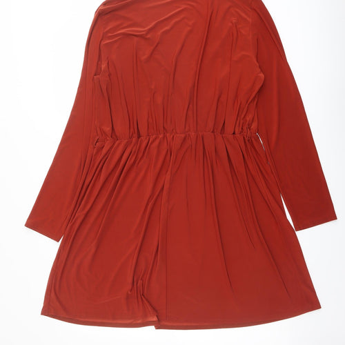 Club L Womens Red Polyester Skater Dress Size 22 V-Neck Pullover