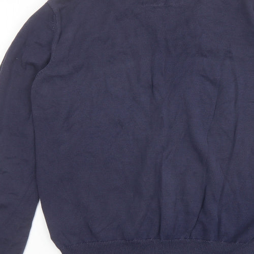 Esprit Mens Blue Square Neck Striped Cotton Pullover Jumper Size L Long Sleeve