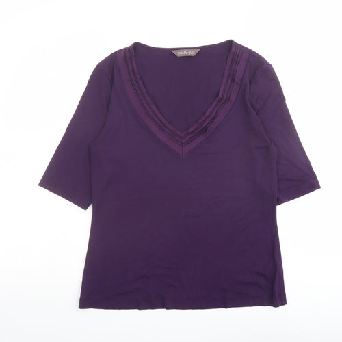 Marks and Spencer Womens Purple V-Neck Viscose Pullover Jumper Size 12