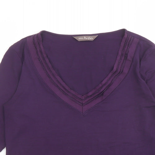 Marks and Spencer Womens Purple V-Neck Viscose Pullover Jumper Size 12