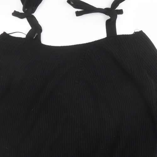 River Island Womens Black Boat Neck Cotton Pullover Jumper Size 6 - Cold shoulder