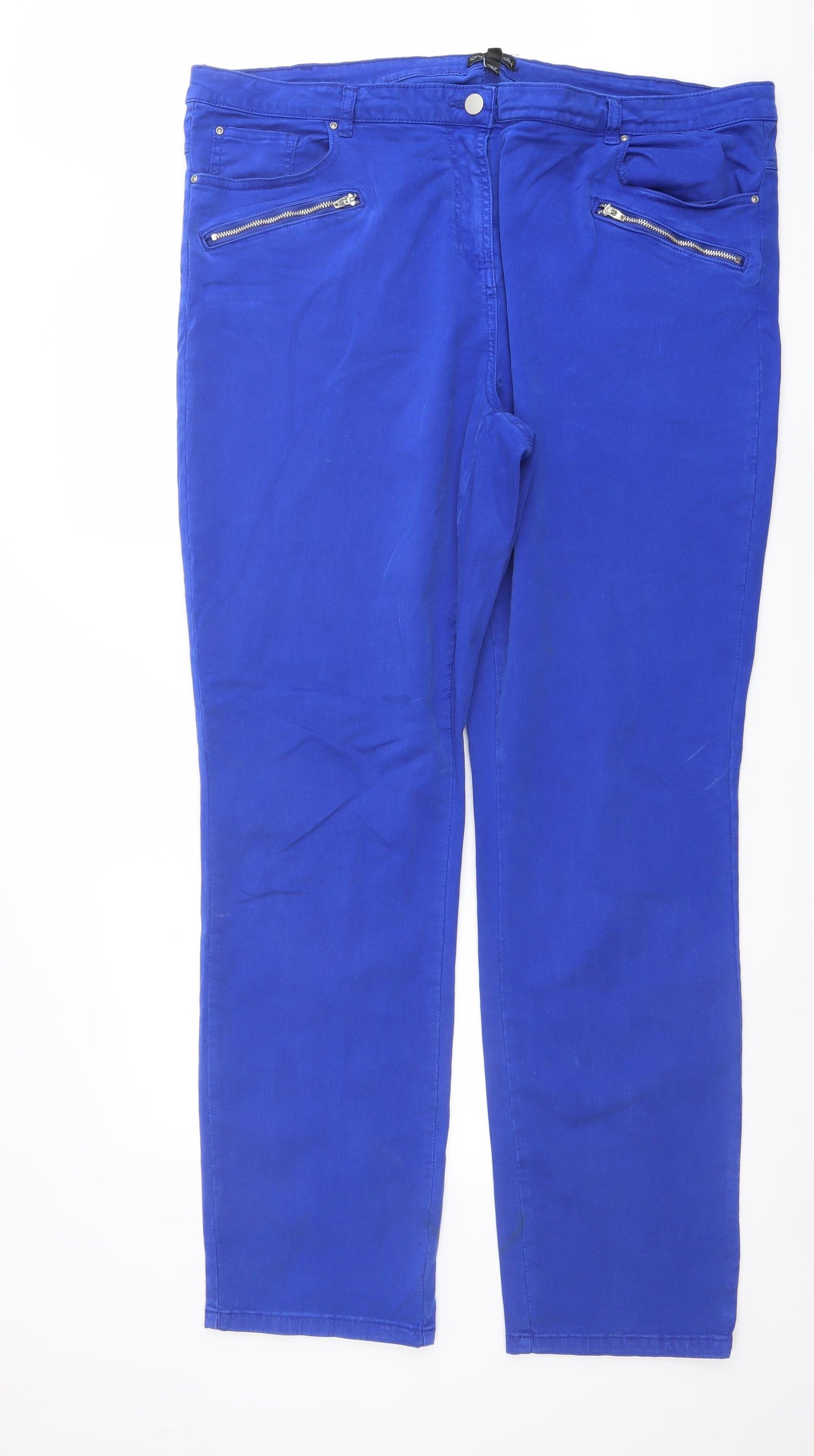 Long Tall Sally Womens Blue Cotton Straight Jeans Size 24 L34 in Regular Button