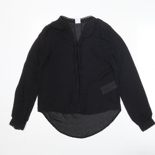 VERO MODA Womens Black Polyester Basic Blouse Size S V-Neck