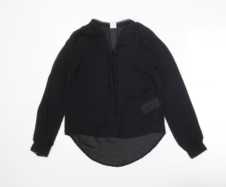 VERO MODA Womens Black Polyester Basic Blouse Size S V-Neck