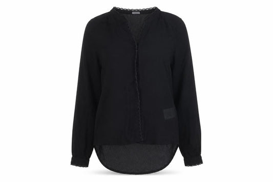 Front view of Vero Moda women’s black polyester basic blouse, size S, v-neck