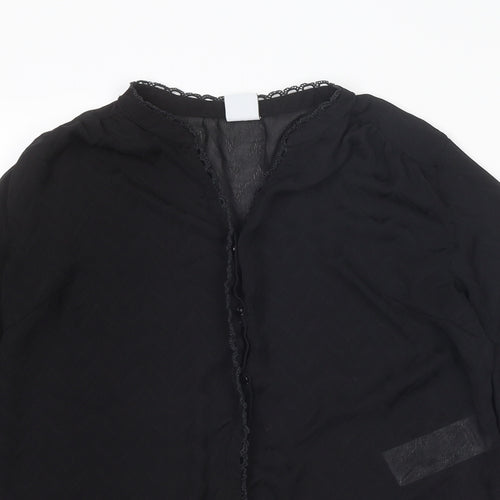 VERO MODA Womens Black Polyester Basic Blouse Size S V-Neck