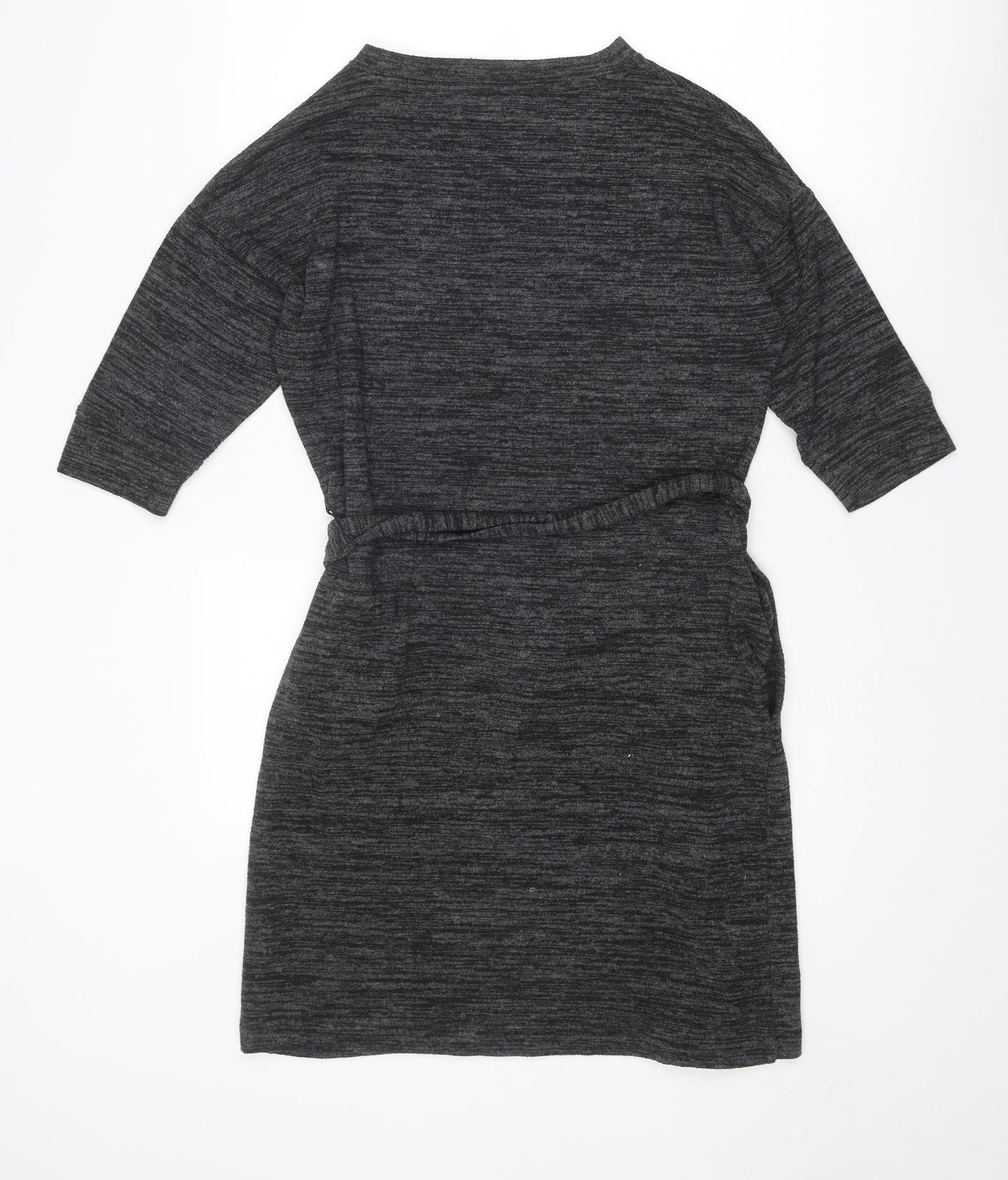 Classic Womens Grey Viscose Jumper Dress Size 6 Round Neck Pullover