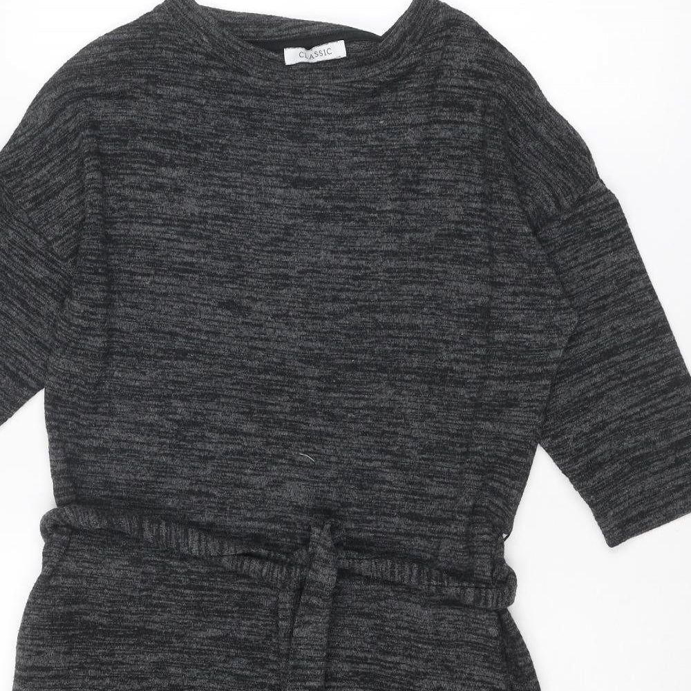 Classic Womens Grey Viscose Jumper Dress Size 6 Round Neck Pullover