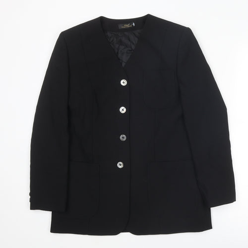 St Michael Womens Black Jacket Blazer Size 10 Button
