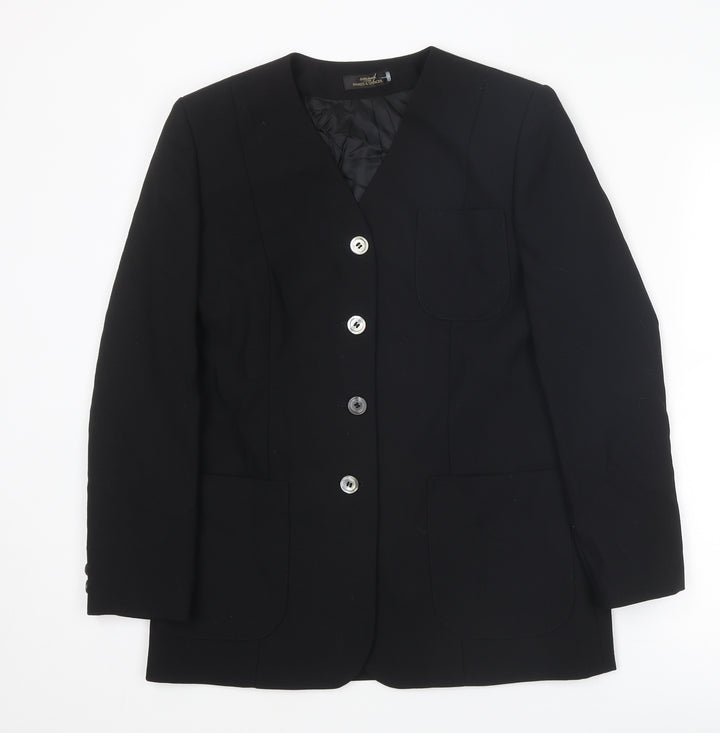 St Michael Womens Black Jacket Blazer Size 10 Button