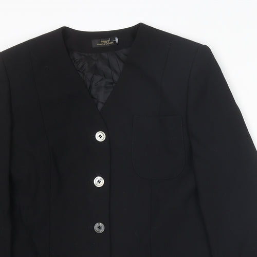 St Michael Womens Black Jacket Blazer Size 10 Button