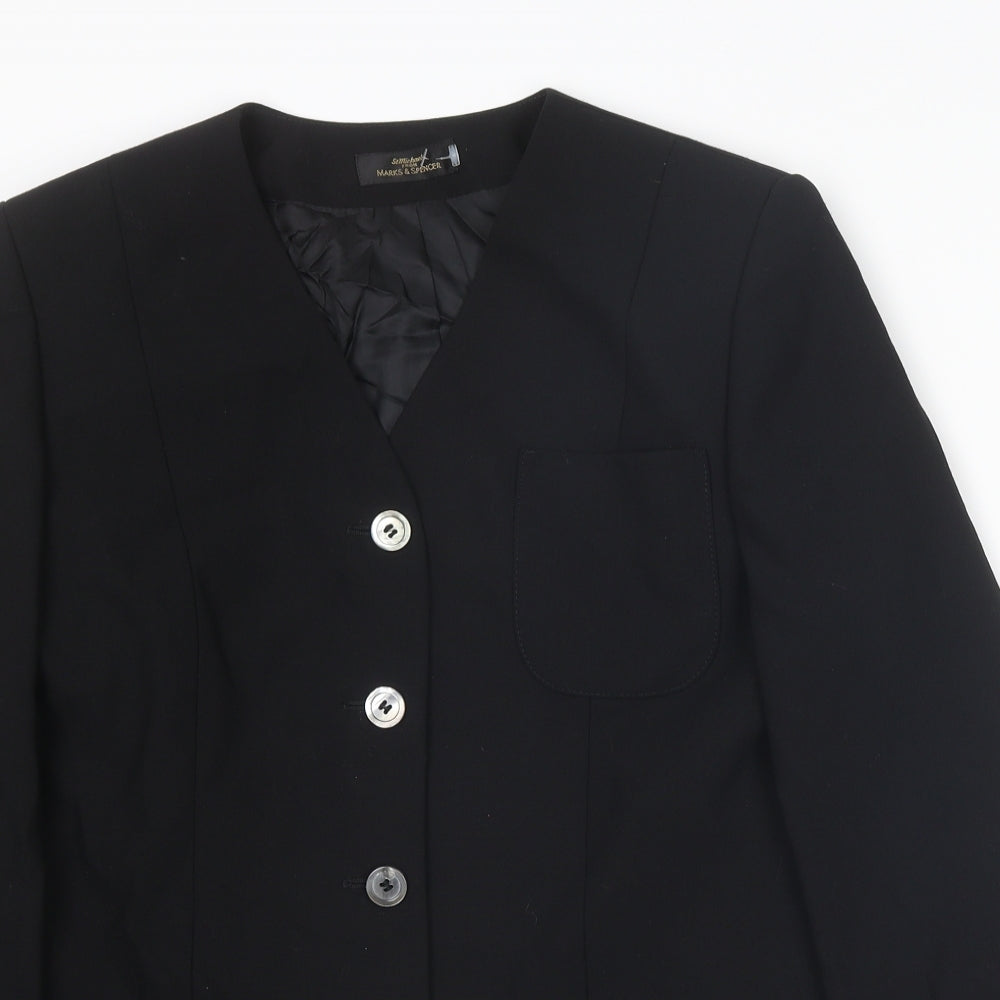 St Michael Womens Black Jacket Blazer Size 10 Button