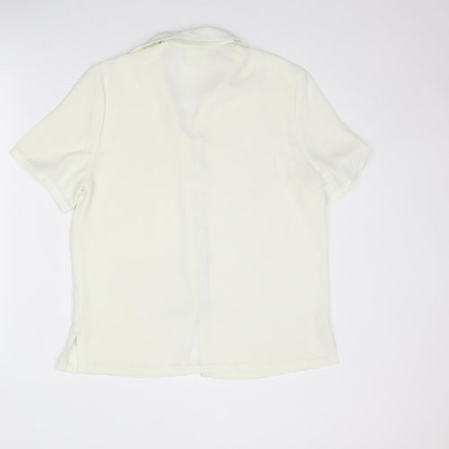 Eastex Womens Ivory Polyester Basic Button-Up Size 10 Collared