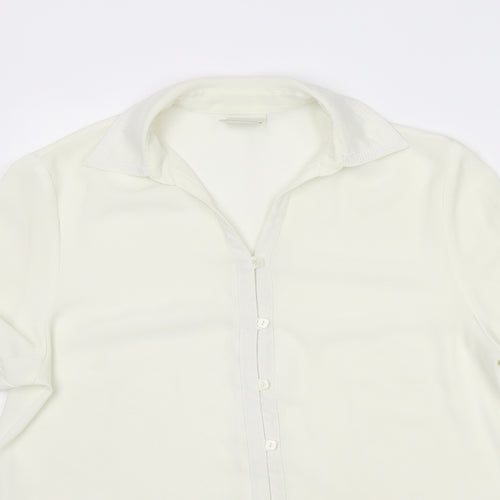 Eastex Womens Ivory Polyester Basic Button-Up Size 10 Collared