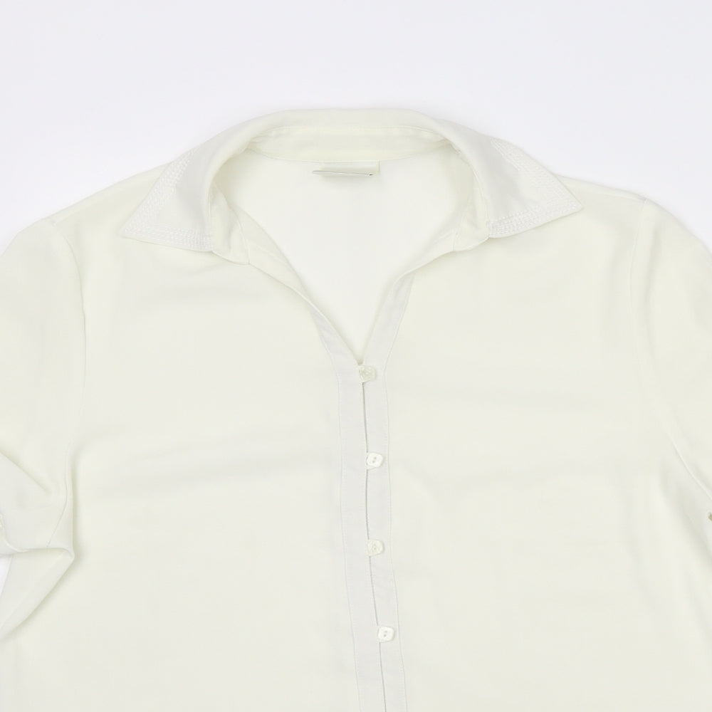 Eastex Womens Ivory Polyester Basic Button-Up Size 10 Collared