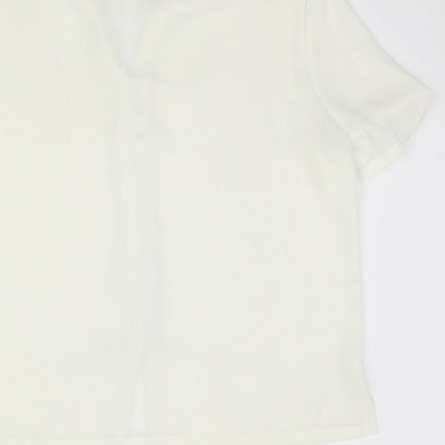 Eastex Womens Ivory Polyester Basic Button-Up Size 10 Collared