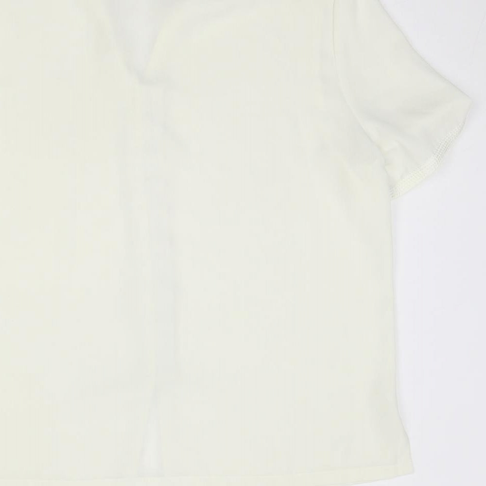 Eastex Womens Ivory Polyester Basic Button-Up Size 10 Collared