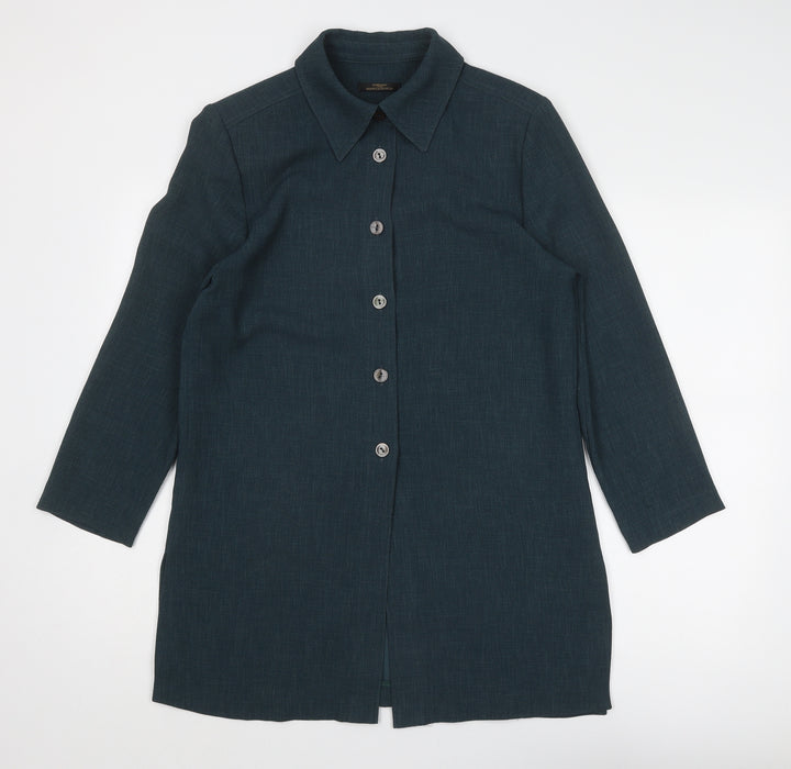 St Michael Womens Green Overcoat Coat Size 12 Button